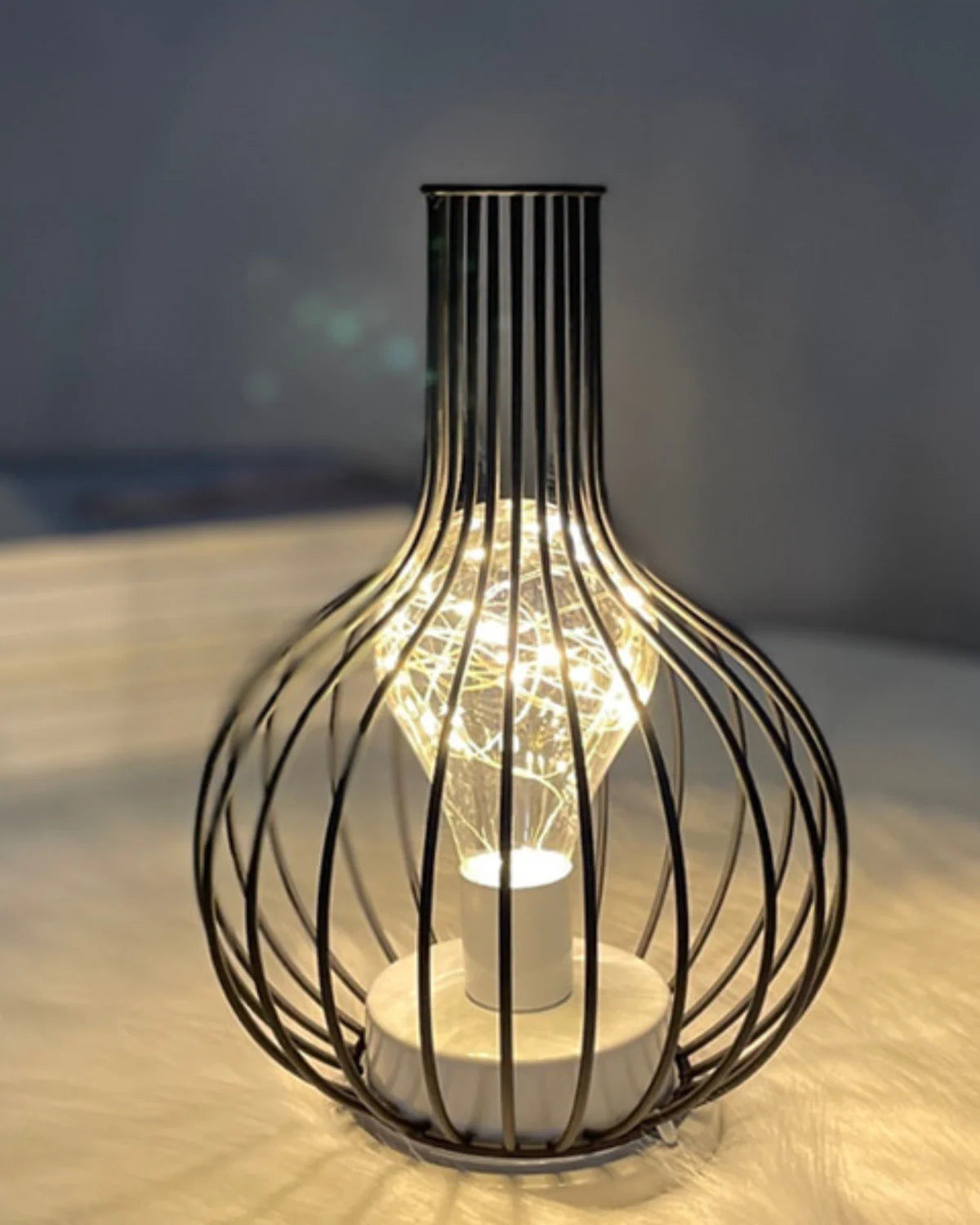 Lumiveil - Open Cage-Frame Sculptural Table Lamp
